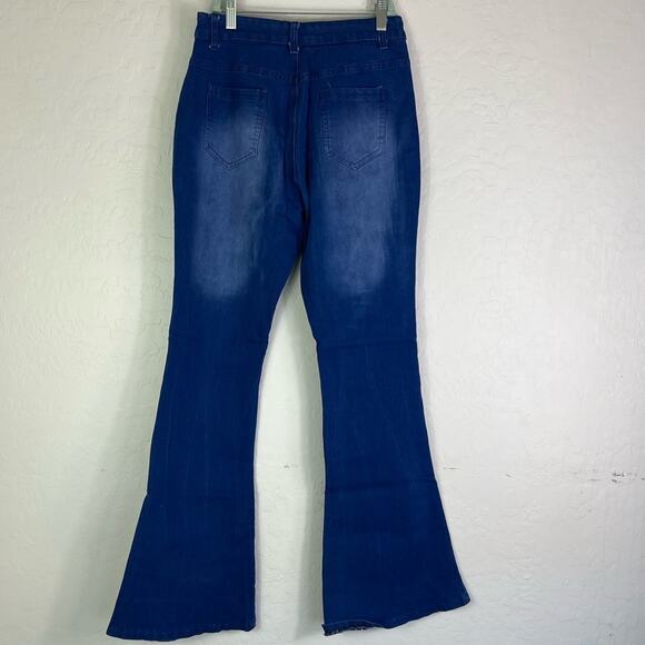 Unbranded Jeans Womens Size M Multicolor Butterfly Embroidery Flare Patchwork - Picture 2 of 16